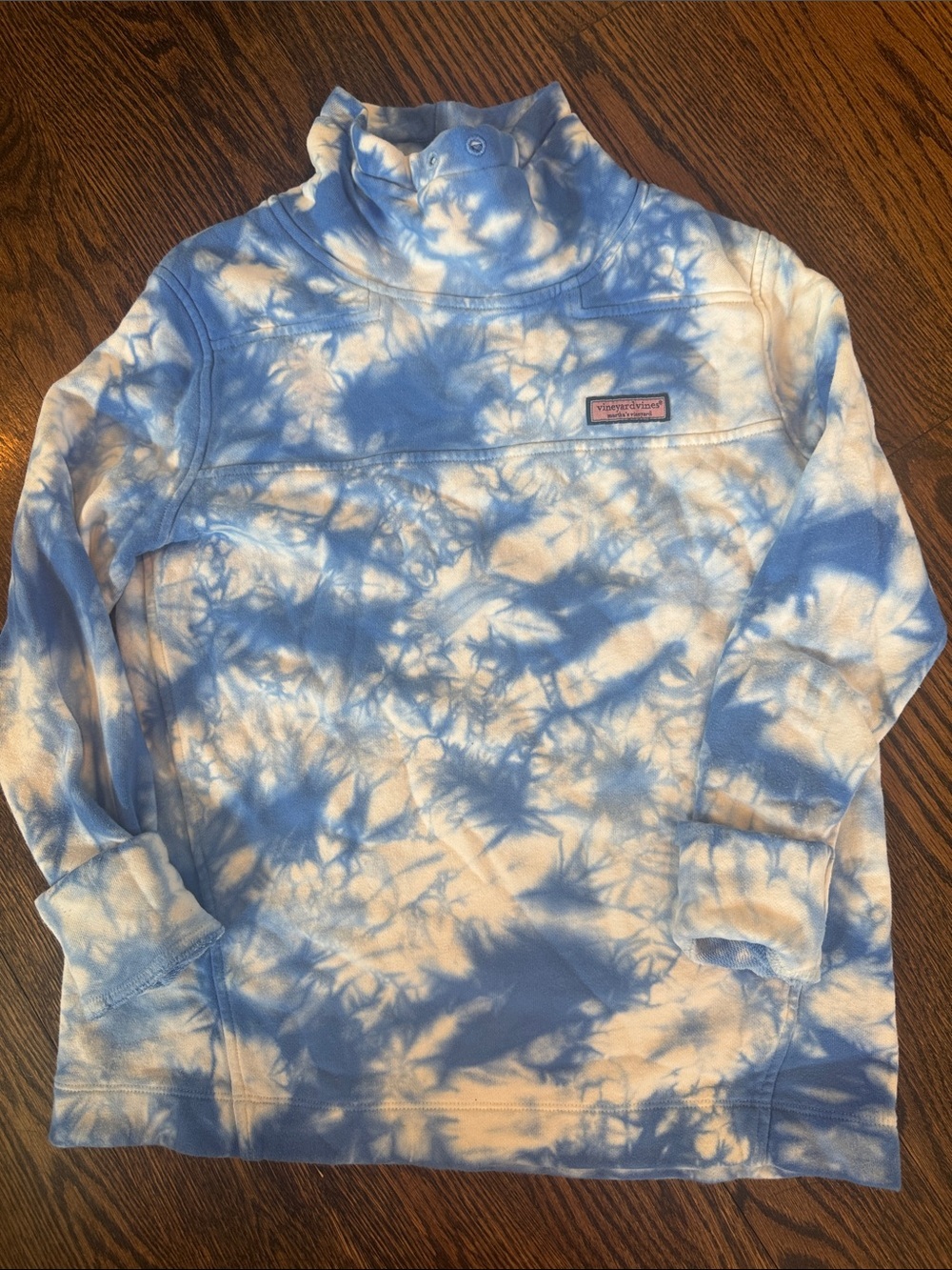 Vineyard Vines Blue & White Tie-Dye Turtleneck Sweater